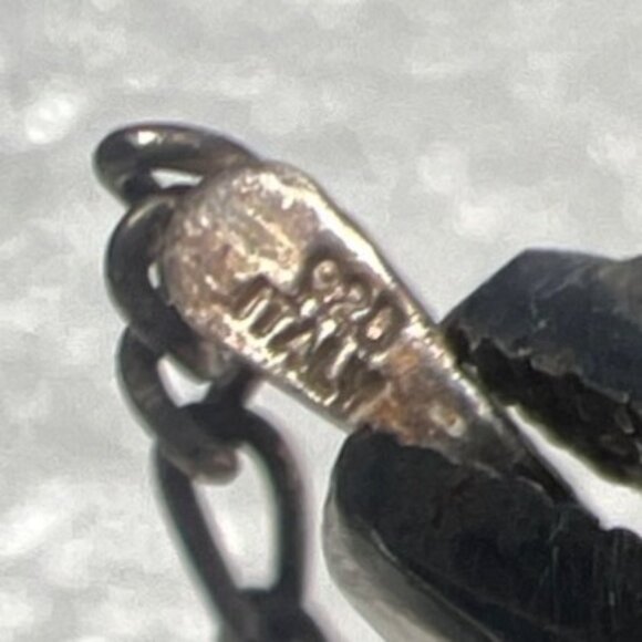 Italian Sterling Silver 925 18" Filigree Necklace Garnet Cabochon Drop KM Maker - Picture 6 of 14